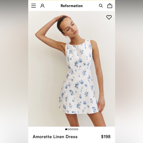 Reformation Dresses & Skirts - Reformation Linen White and Blue Floral Dress (Fits One Size Large)